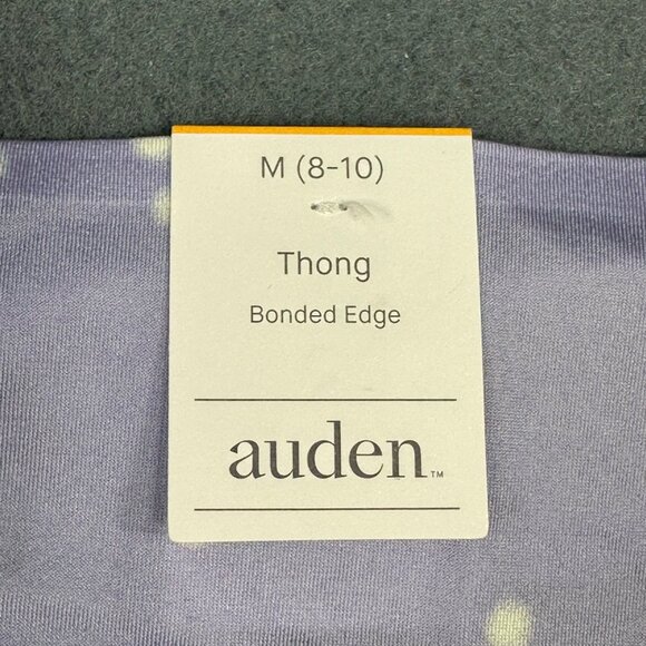 Auden Womens Size Medium 8-10 Thong Bonded Edge Purple/White Polka Dot New - Picture 3 of 9